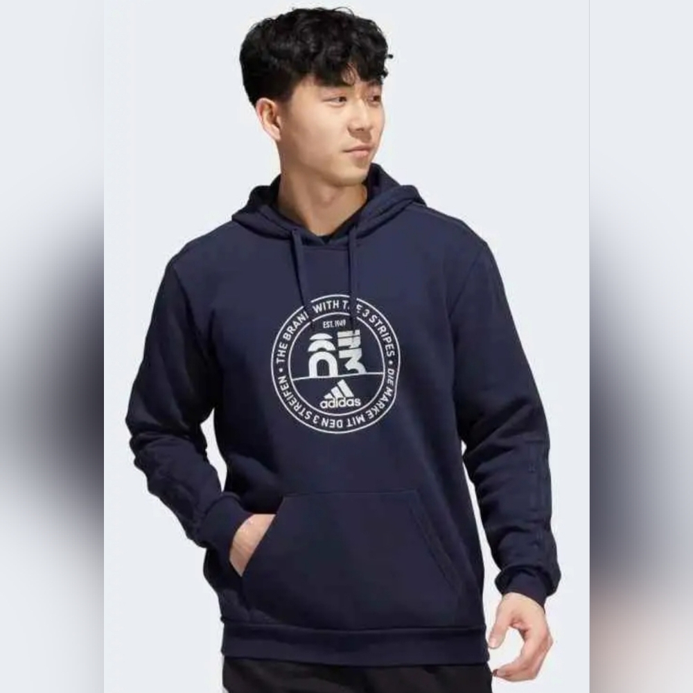 ADIDAS FLEECE 3 STRIPES PULLOVER HOODIE LEGEND/INK MEN'S US SIZE XL NEW IN BAG